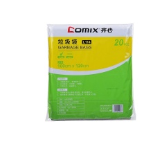 齐心 Comix 20只物业垃圾袋平口50只 特大号增厚环卫餐饮物业袋办公用品 L114 100*120cm (黑色)