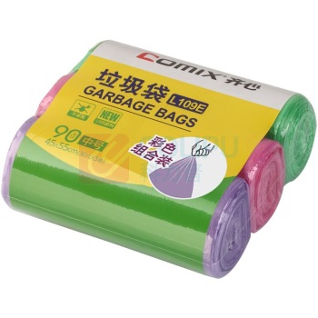 齐心 Comix 中号彩色清洁垃圾袋 L109E 45cm*55cm 30只/卷3卷/组