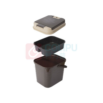 努师傅 茶渣桶 塑料按压式方形茶水桶 商用办公室手提垃圾桶 过滤垃圾筒 CZT03 7L (棕色)