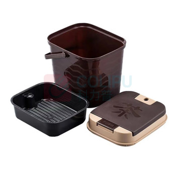 努师傅 茶渣桶 塑料按压式方形茶水桶 商用办公室手提垃圾桶 过滤垃圾筒 CZT03 7L (棕色)