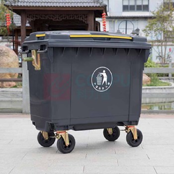 科力邦 Kelibang 户外环卫大号垃圾桶 KB1209 660L (灰色) 带盖+挂车