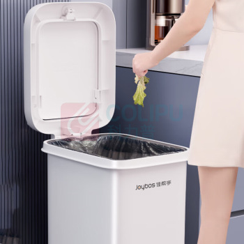 佳帮手 手按脚踏塑料垃圾桶 JBS-LJT-S03C2-JWT 16.5L 31.5cm*23cm*39.5cm (佳白) 带盖脚踏款 大号