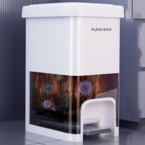 佳帮手 手按脚踏塑料垃圾桶 JBS-LJT-S03D2-JWT 21.5L 33.5cm*24.5cm*43.5cm (佳白) 带盖脚踏款 加大号