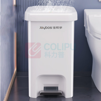 佳帮手 手按脚踏塑料垃圾桶 JBS-LJT-S03D2-JWT 21.5L 33.5cm*24.5cm*43.5cm (佳白) 带盖脚踏款 加大号