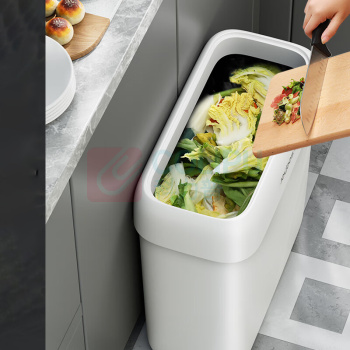 佳帮手 手按塑料垃圾桶 JBS-LJT-S02A2-JWT 8L 27.5cm*13.5cm*29cm (佳白) 夹缝桶 带盖落地款 中号