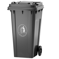 舒蔻 户外翻盖垃圾桶 特厚款 240L (黑色) 【带轮可挂车】