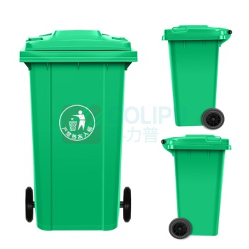 舒蔻 带轮垃圾桶 120L (绿色)