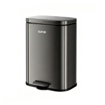 苏泊尔 SUPOR 脚踏不锈钢垃圾桶 TC-T1 12L 21.5*20.5*29.5cm (银色)