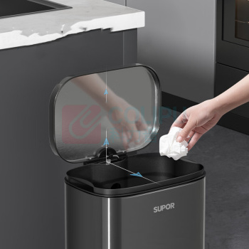 苏泊尔 SUPOR 脚踏不锈钢垃圾桶 TC-T1 12L 21.5*20.5*29.5cm (银色)