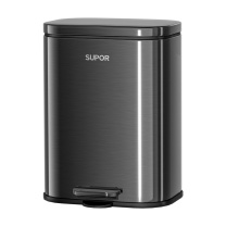 苏泊尔 SUPOR 脚踏不锈钢垃圾桶 TC-T1 12L 28cm*24.3cm*38.2cm (钛空灰)