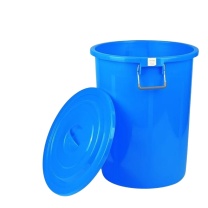 宜之选 圆形垃圾桶 100L (蓝色) 加厚大号垃圾桶 工厂户外环卫分类塑料桶 商用家用厨房圆桶带盖