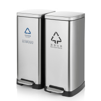 科力邦 Kelibang 不锈钢脚踏分类垃圾桶 KB1083 660mm*375mm*675mm 60L (本色) 双桶 可回收物+其他垃圾