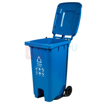 科力邦 Kelibang 分类环卫户外塑料垃圾桶 KB1067 550mm*470mm*950mm 120L (蓝色) 可回收物(翻盖+带轮+脚踏)