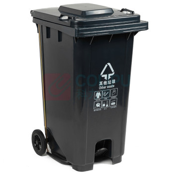 科力邦 Kelibang 分类环卫户外塑料垃圾桶 KB1068 240L 730*580*1070mm (灰色) 其他垃圾(翻盖+带轮+脚踏)-可挂车