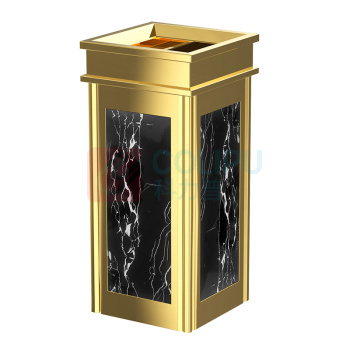 科力邦 Kelibang 方形大理石垃圾桶 KB1020 290mm*290mm*630mm 9L (钛金上开黑) 上开口带烟灰缸