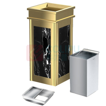 科力邦 Kelibang 方形大理石垃圾桶 KB1020 290mm*290mm*630mm 9L (钛金上开黑) 上开口带烟灰缸