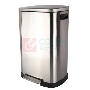 科力邦 Kelibang 不锈钢脚踏垃圾桶 KB1081 425mm*355mm*673mm 50L (本色) 单桶