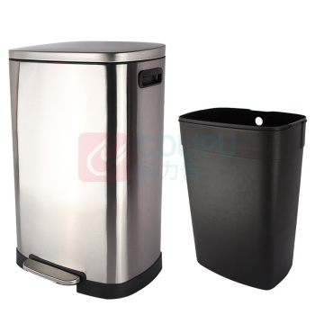 科力邦 Kelibang 不锈钢脚踏垃圾桶 KB1081 425mm*355mm*673mm 50L (本色) 单桶