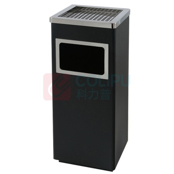 科力邦 Kelibang 方形立式不锈钢垃圾桶 KB1022 240mm*240mm*600mm9L (黑色) 带烟灰缸