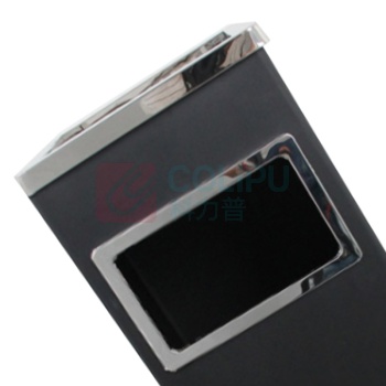 科力邦 Kelibang 方形立式不锈钢垃圾桶 KB1022 240mm*240mm*600mm9L (黑色) 带烟灰缸