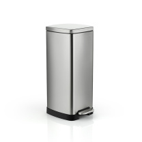 科力邦 Kelibang 正方形不锈钢脚踏垃圾桶 KB1082 300mm*350mm*635mm 30L (本色) 单桶 无分类标识