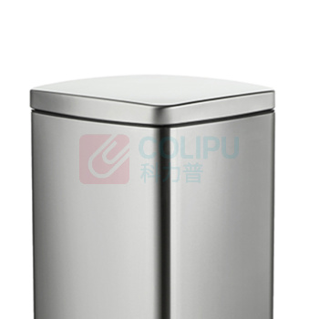 科力邦 Kelibang 正方形不锈钢脚踏垃圾桶 KB1082 300mm*350mm*635mm 30L (本色) 单桶 无分类标识