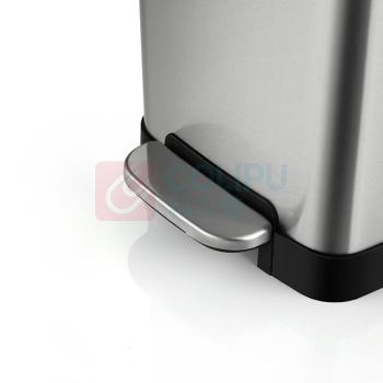 科力邦 Kelibang 正方形不锈钢脚踏垃圾桶 KB1082 300mm*350mm*635mm 30L (本色) 单桶 无分类标识