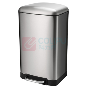 科力邦 Kelibang 不锈钢脚踏垃圾桶 长方形椭圆盖 KB1084 345mm*325mm*615mm 30L (本色) 单桶 无分类标识