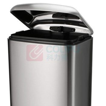 科力邦 Kelibang 不锈钢脚踏垃圾桶 长方形椭圆盖 KB1084 345mm*325mm*615mm 30L (本色) 单桶 无分类标识