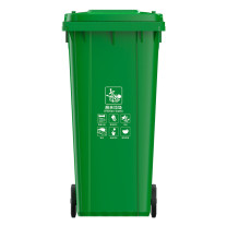 科力邦 Kelibang 分类环卫户外塑料垃圾桶 KB1048 1030mm*740mm*610mm 240L (绿色) 厨余垃圾(翻盖+带轮+可挂车)