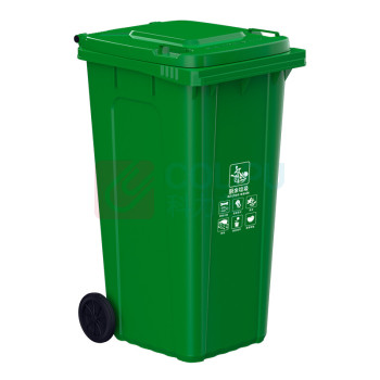 科力邦 Kelibang 分类环卫户外塑料垃圾桶 KB1048 1030mm*740mm*610mm 240L (绿色) 厨余垃圾(翻盖+带轮+可挂车)