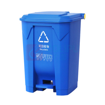 科力邦 Kelibang 分类塑料脚踏垃圾桶 KB1011 425mm*395mm*600mm 45L (蓝色) 可回收物