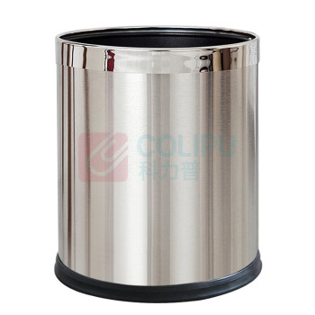蓓尔蓝 圆形客房垃圾桶 YCL0001 单层10L (银色) 阻燃防漏 宾馆商场酒店客房无盖直投垃圾果皮桶