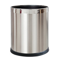 蓓尔蓝 圆形客房垃圾桶 YCL0001 单层10L (银色) 阻燃防漏 宾馆商场酒店客房无盖直投垃圾果皮桶