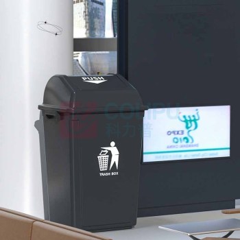 新世纪 带盖商用大容量垃圾桶 80L 灰色摇盖，一个 