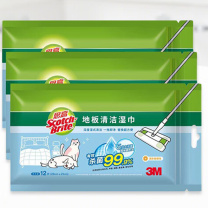 3M 静电除尘湿纸 懒人免手洗地板湿巾 XY003901432 12片/包*3包 