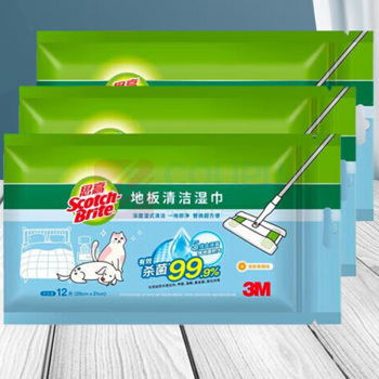 3M 静电除尘湿纸 懒人免手洗地板湿巾 XY003901432 12片/包*3包 