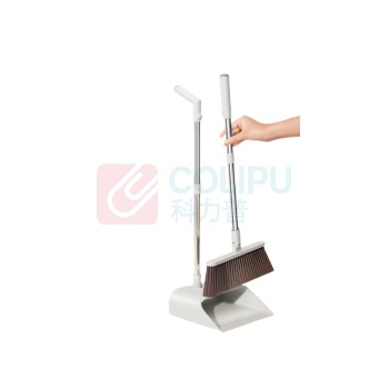 优勤 高密软毛加长梳齿磁吸扫把簸箕套装 925*230*235mm (白灰色) 折叠收纳180°旋转