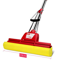 好媳妇 双滚轮胶棉拖把 AGW-4833L 33cm*109cm (红黄色) 可伸长至132cm 1个棉头
