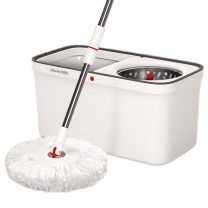 好媳妇 双驱动旋转拖把套装 免手洗干湿两用 AGW-4506A-1 拖把38cm*40cm 拖把桶47cm*25cm*23cm (灰白色) 可伸长至127cm 共2个拖头