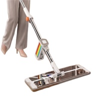佳帮手 平板拖把家用一拖净免手洗 升级不锈钢 彩虹刮刀42cm加大,4布+卡座