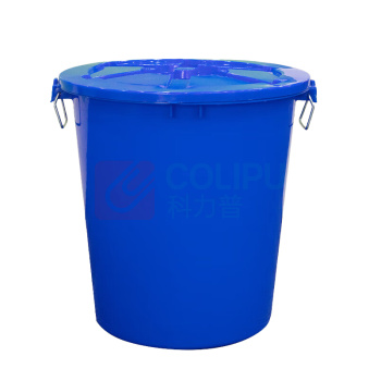 舒蔻 塑料圆形带盖水桶 65L (蓝色)