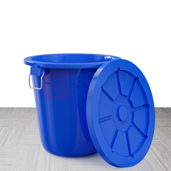 舒蔻 塑料圆形带盖水桶 65L (蓝色)