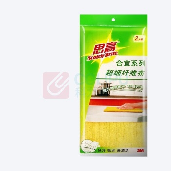 3M 超细纤维抹布 去油去污渍强吸水超耐用 合宜系列 2片/包*3包 