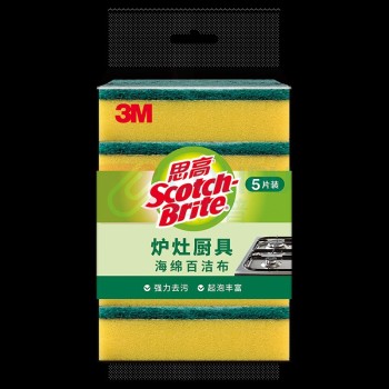 3M 思高炉灶厨具海绵百洁布 R6205 5片装 