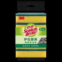3M 思高炉灶厨具海绵百洁布 R6205 5片装 