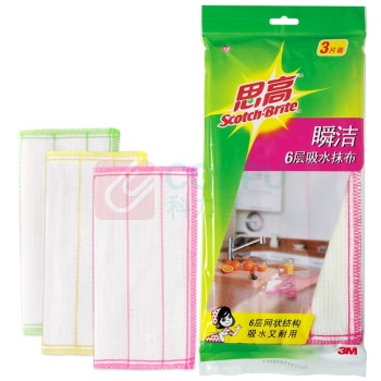3M 思高瞬洁6层吸水抹布 30*30cm 3片装