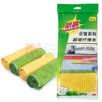 3M 思高合宜系列超纤抹布 B04 30cm*30cm (混色) 4片/包 32包/箱