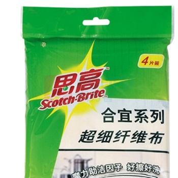 3M 思高合宜系列超纤抹布 B04 30cm*30cm (混色) 4片/包 32包/箱