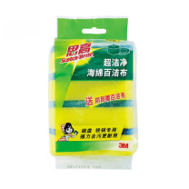 3M 超洁净海绵百洁布 6214 10cm*8cm (颜色随机) 3+1片/包 48包/箱